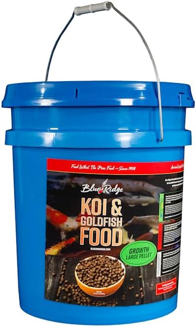 Blue Ridge Fish Food Pellets 14 lb, fórmula de crecimiento de koi y peces dorados, pellets flotantes de 316 pulgadas, dieta equilibrada