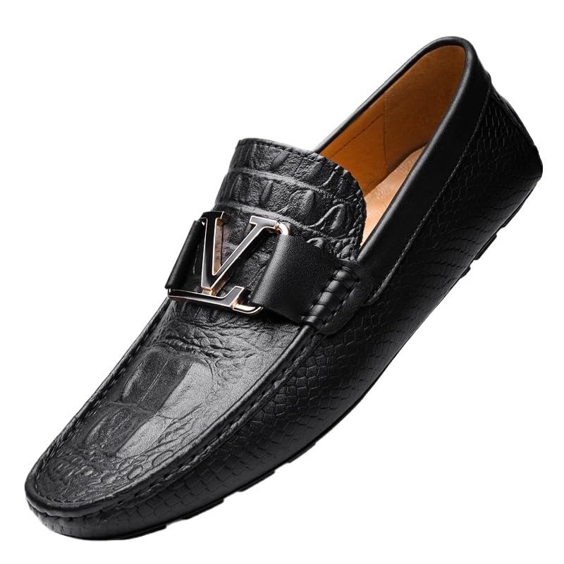 Men's Hands Free Slip On Walking Leather Shoes Loafers Lightweight Moccasins Stylish Shoes
