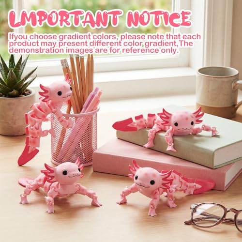 Imán 3D articulado en forma de salamandra rosa miniatura 6
