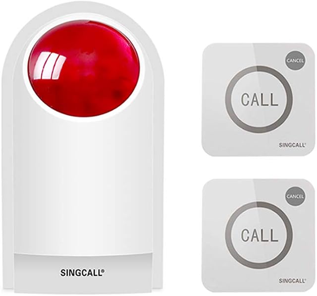 Remote Emergency Strobe Siren Alarm Kit Waterproof Outdoor Loud Panic SOS Warning System for Business Home Shop Hotel School 300ft 1 Red Flashing Siren+ 2 Call Buttons