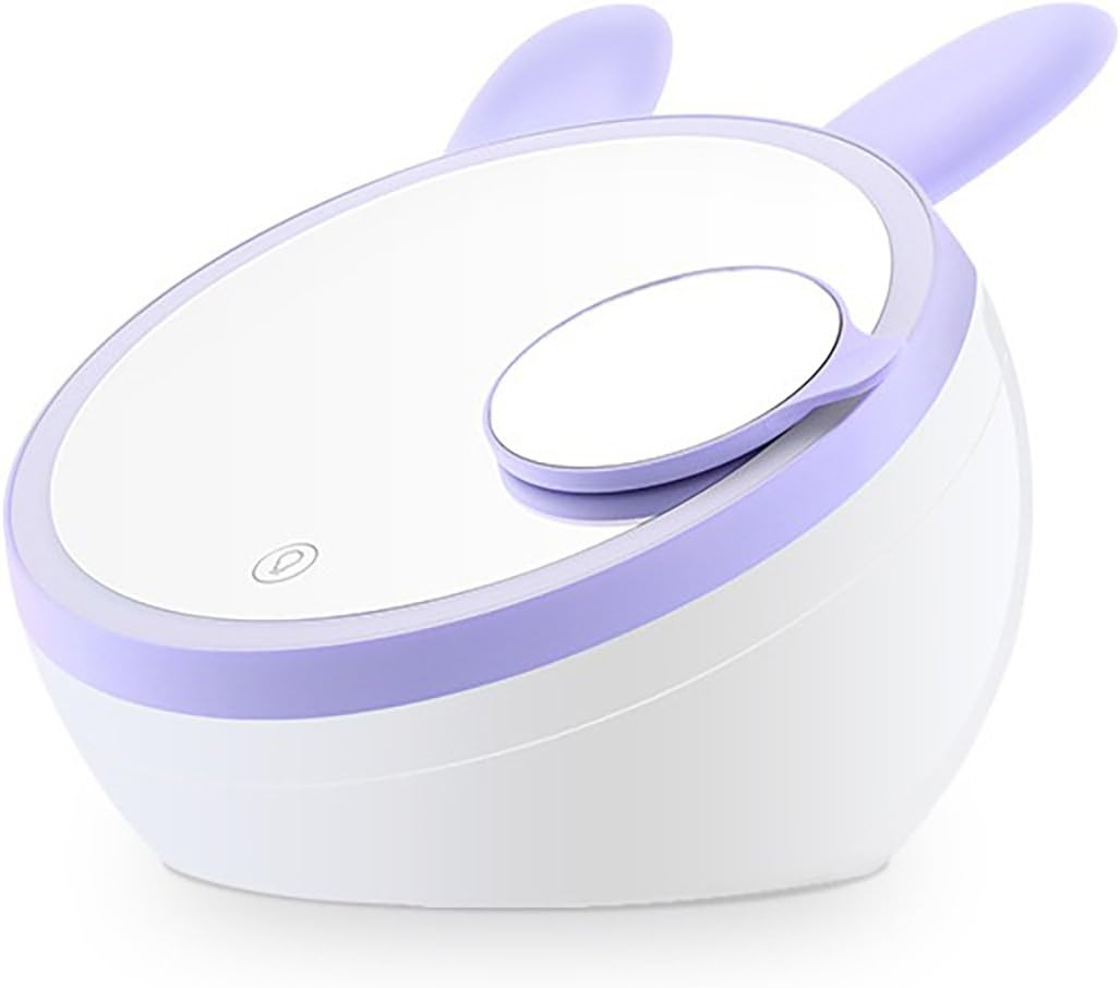 Foxy Vanity Mirror with Lights, Dual Tone LED, USB Rechargeable and 3X Magnification Spot Makeup Mirror (Bunny - Violet)