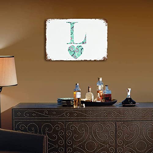 Panneau de Saint-Valentin en cœur vintage avec initiale L pour couples 30x45cm - 4