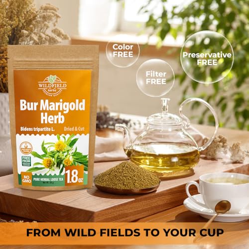 Image of 1.8 oz. Dried Marigold Flowers Bur Marigold Herb Tea Marygold Tea (Bidens Tripartite L.) - 50g 100% Chereda Bur-Marigold Canamo Acuatico