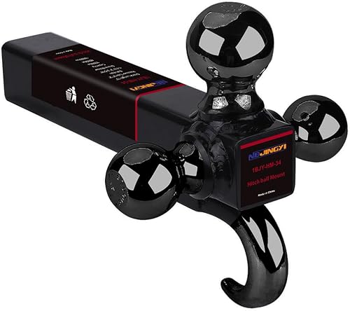 NBJINGYI Enganche de remolque de 2 pulgadas con gancho de 1-7/8 pulgadas, 2 pulgadas, 2-5/16 pulgadas, bolas y gancho chapados en negro