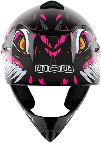 Miniatura 2 de WOW Casco de motocross BMX MX ATV para niños y jóvenes, casco Dianasour Dragon + gafas + guante marciano juvenil paquete HJOY MG