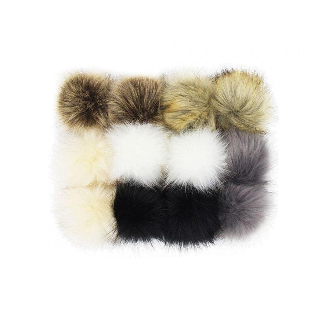 Artificial Fur Pompom Ball Fluffy Lovely Charms for Hats Beanies Shoes Scarves Bag 12PCS Adornment