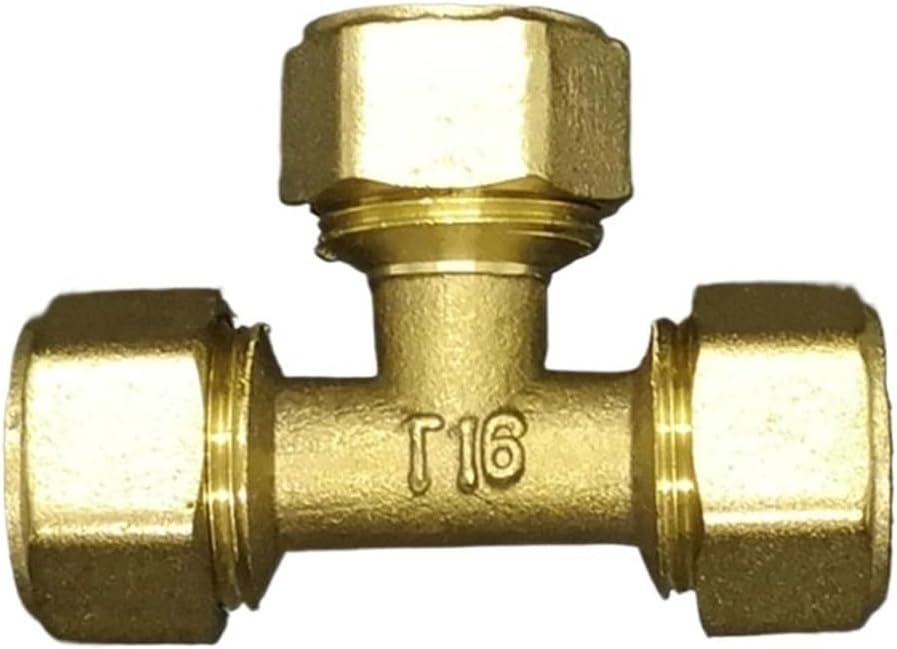 2pcs Brass Compression Tee Pex 1216/1418/1620/2025/2632 Pipe Fitting Equal Reduced Aluminum Plastic Fittings for Floor Heating(2632)