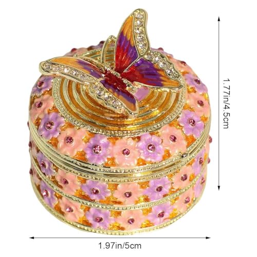Boîte à bijoux vintage papillon en métal ciselé pour bagues