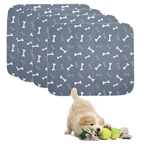 Geyecete Alfombras de adiestramiento Ultraabsorbente para Perros ,Reutilizables Lavables de Almohadillas para caninas Cachorros,Empapadores Entrenamiento Impermeable para Mascotas-Gris-S-4 Piezas