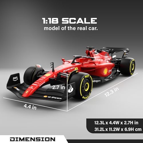 Voltz Toys Authentic Licensed F1 Car Remote Control Car - F1 Collection RC car Series for Kids and Adults - 2.4GHz RC Car for Gift (1:18 Ferrari F1 75) - 1