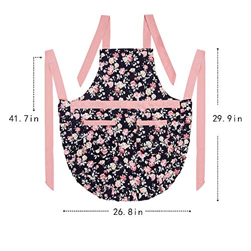 Alipobo Lovely Apron For Women, Lady’ S Cotton Apron With Adjustable Neck Strap, 2 Pockets And 41.5” Long Ties, Cute Apron For Kitchen Cooking, Home Baking - 30” X 27” - 1 Pcs #TOP4