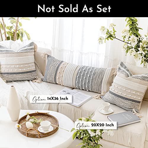 Blissblush LW Gray Boho Lumbar Throw Pillow Cover 14X36 Grey Accent Long Body Lumbar Pillow For Bed Decorative Modern Bohemian Woven Textured Lumbar Pillow thumb #6