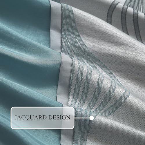 Stratford Park7 Piece Blue Comforter Set, California King Size Jacquard Bedding Set, All Season Geometric Patchwork Bedding Set, Matching Pillows, Shams, Bed Skirt by Stratford Park - Used condition - Image 6