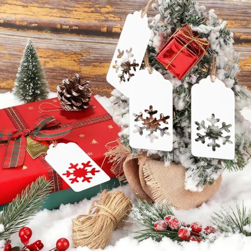 Etiquetas de Navidad con cuerda de papel kraft LEOUEANR de alta resistencia 5