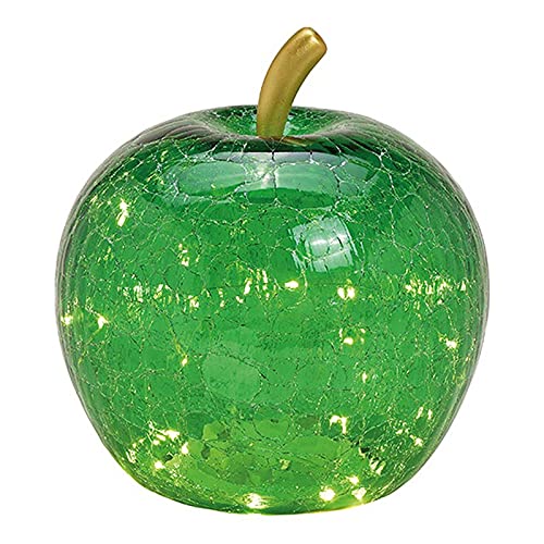 Lámpara decorativa con forma de manzana (S), cristal, verde oscuro, con cadena de luz LED, lámpara decorativa, lámpara de mesa, lámpara de manzana