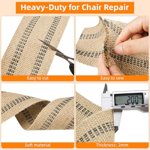 Image of YaeCCC Craft Jute Webbing Tape, 3.5 inch x 10 Yd,Upholstery Webbing for Chair Repair, Sofa,Crafting, Burlap Ribbon, Upholstery