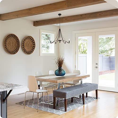Kira Home Cambria 28" 5-Light French Country Farmhouse Chandelier, Light Cedar Wood Style + Black Finish #TOP1