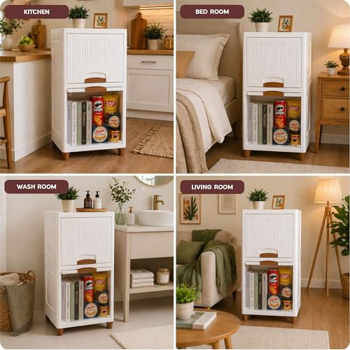 Image of TEKCOOL Plastic Wardrobe for Clothes : Versatile Plastic Cupboard for Storage Organizer & Organisers Storage Box for Ideal for Neat and Tidy Storage Solutions Almirah for Clothes (White, 2XL);