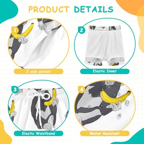 Toddler Boys Swimwear Swim Trunks with Compression Liner 4T Gorilla Banana4