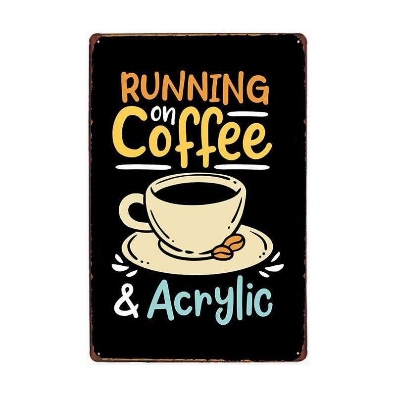 Juego de 4 placas de metal retro vintage con diseño de perros de café