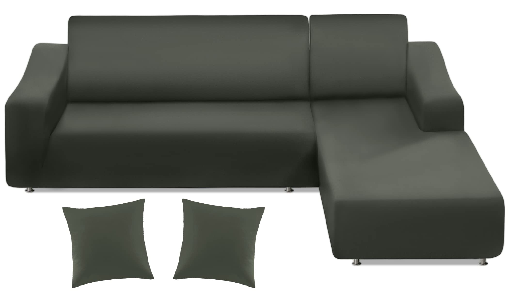 Durable Couch Covers for Sectional Sofa l Shape, LA MEACK Washable Slipcovers, 2pcs Couch Covers Protector with 2pcs Pillowcases for Dog Cat Pets Kids Children (3 Seat Sofa + 3 Seat Chaise, Pea Green)