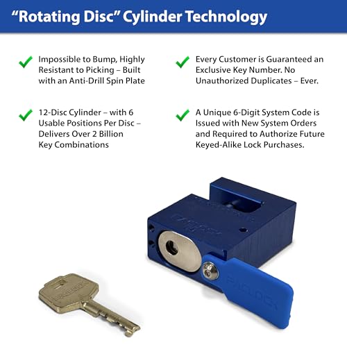Image of PACLOCK's 17-600-Series Block-Lock, High Security Rotating Disc, Manufacturer-Controlled Key Assigning, Exclusive Key Number, U-Pick! Keyed Alike w / 1 Key, Black