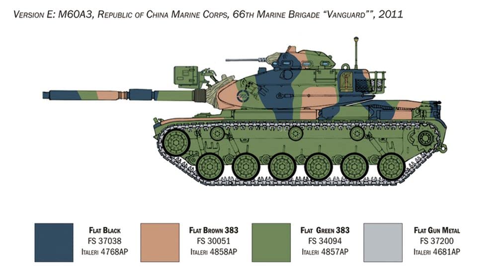 Italeri 6582 1:35 Tanque de Batalla Principal M60A-3 - Modelo de Suelo, Hobby, Pegado, Kit de plástico, detallado, Multicolor