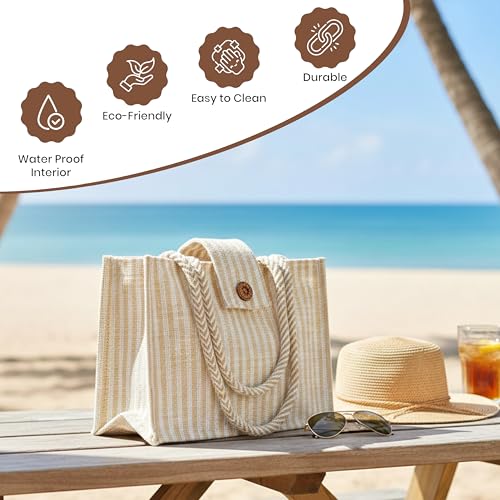 Image of Match Made Eco Friendly Reusable Jute Bag, Yoga Printed Jute Bag, Grocery Shopping Bag, Multi-Purpose Bag, Jute Lunch Bag, Sturdy Handle with Zipper Lock