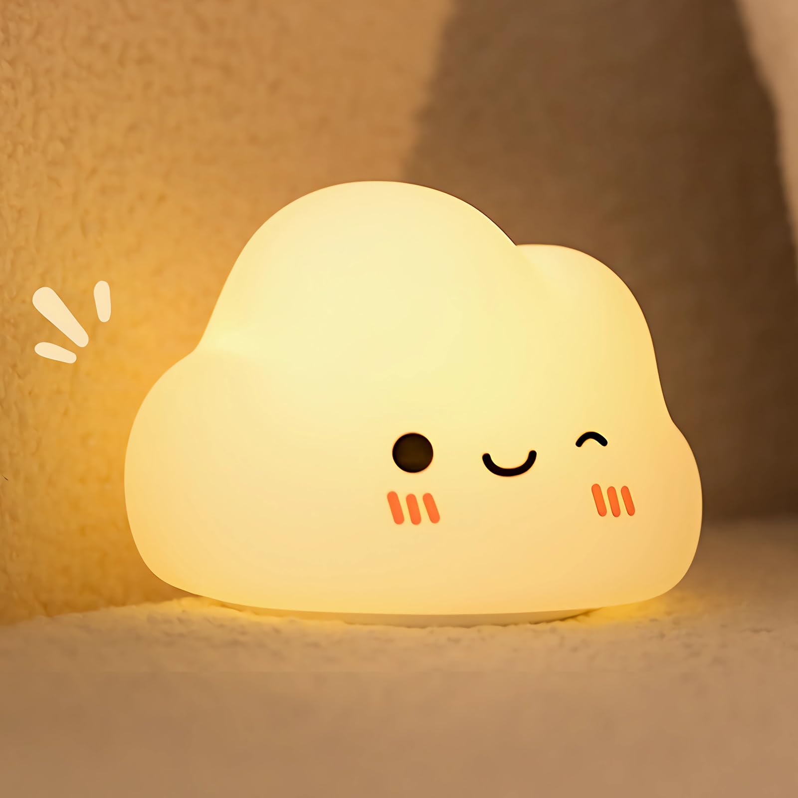 Gemmac Cloud Night Light for Kids, Cute Silicone Night Light Lamp Rechargeable Dimmable Silicone Nightlight with Timer, Squishy LED Night Lamp Kawaii Room Decor Baby Night Lamp for Bedroom Kids Room