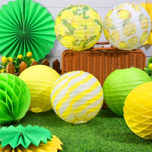 Image of Panelee 12 Pcs Summer Lemon Party Decorations Paper Lanterns Round Hanging Lemon Paper Lanterns for Summer Fruit Party Decorations Supplies Indoor Outdoor