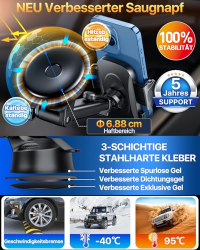 HTU 2026【Militär-Klasse】Handyhalterung Auto【Stärkst Saugnapf】360° Drehbar – Ansicht 3