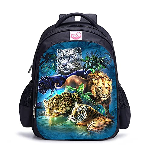Sac à dos imprimé loup 3D confortable pour soulager le dos des élèves