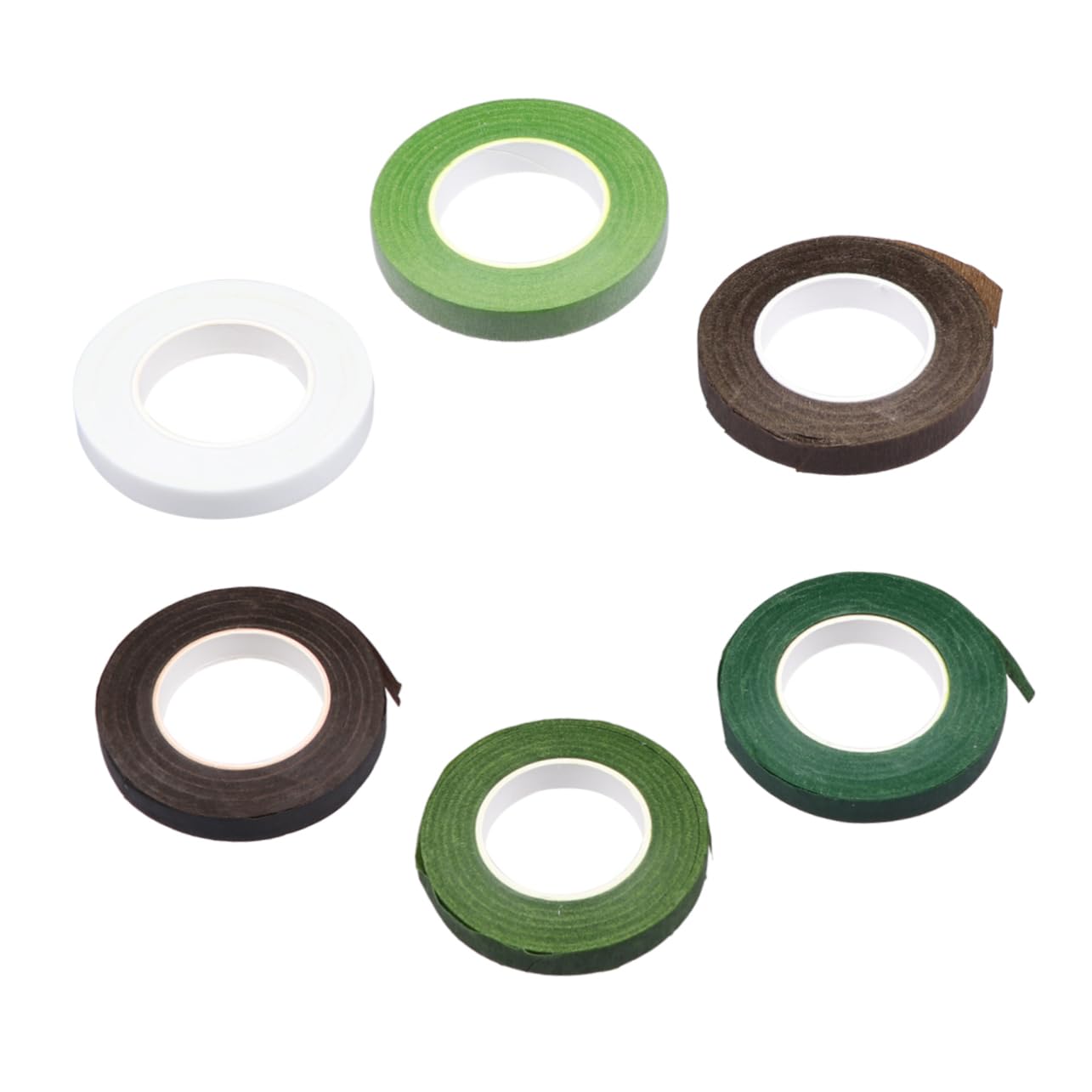 HAWILLOSCH 6Rolls Green Floral Tape Light Green Green White Coffee Dark Coffee for Flower Arrangements Bouquet Stem Wrapping Present Wrapping DIY Crafts