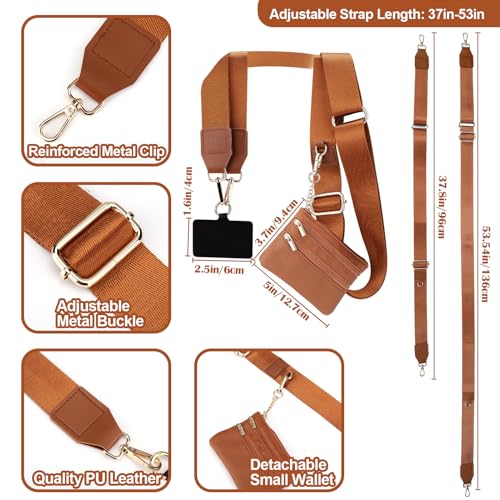 Image of XANGNIER Clip and Go Strap for Phone with Wallet Crossbody, Phone Strap with Zippered Wallet, Adjustable Anti Theft Cellphone Lanyard for Women, Cellphone Chain Accessories,Multicolor 13