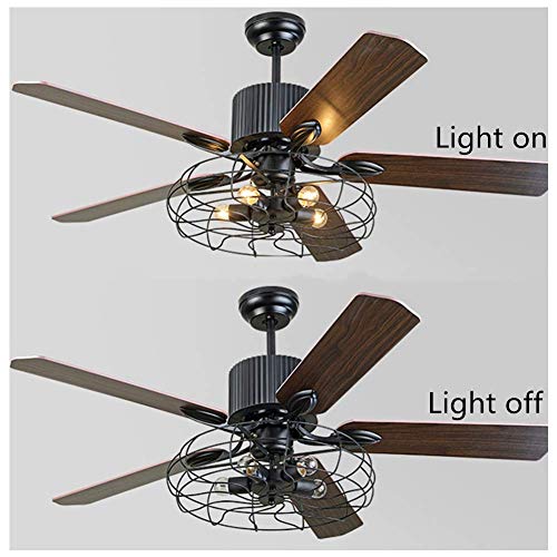 Fandian Modern Industrial Ceiling Fan With Lights Farmhouse Chandelier Remote Control Lamp 3 Speeds Reversible Lighting Fixture, Silent Motor, Bulbs Required #TOP6