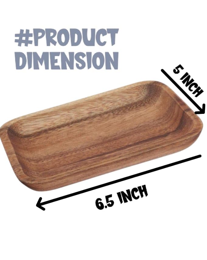 Image of Woodland Dreams Wooden Serving Platter, Sheesham Wood Rectangle Small & Cute Multipurpose Tray for Home and Kitchen Use, Nesting Tray for Breakfast, Snacks, Coffee Table, 6.5 Inch, 1 Pc,