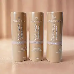 Contorno em Pó Claro Mia Make, Alta Cobertura, com Esponja Aplicadora, Fácil de Esfumar, para Todos os Tipos de Pele