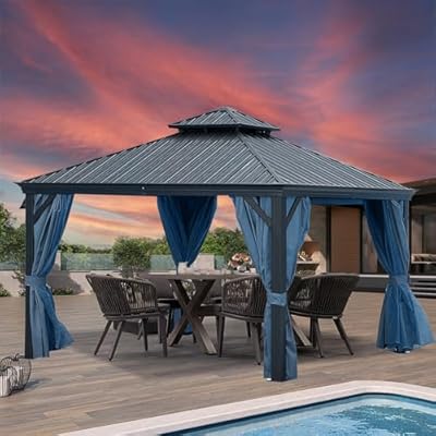 Endark 10' x 12'FT Hardtop Gazebo,Aluminum Frame Canopy with Double Galvanized Steel Roof for Patios, Garden, Parties, Lawns