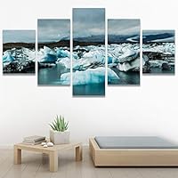 SIGNWIN 5 Panel Canvas Wall Art Modern Art Aerial Contemporary Cool Dramatic Multicolor Nature Photography Snow for Home Decorations Ready to Hang - 60