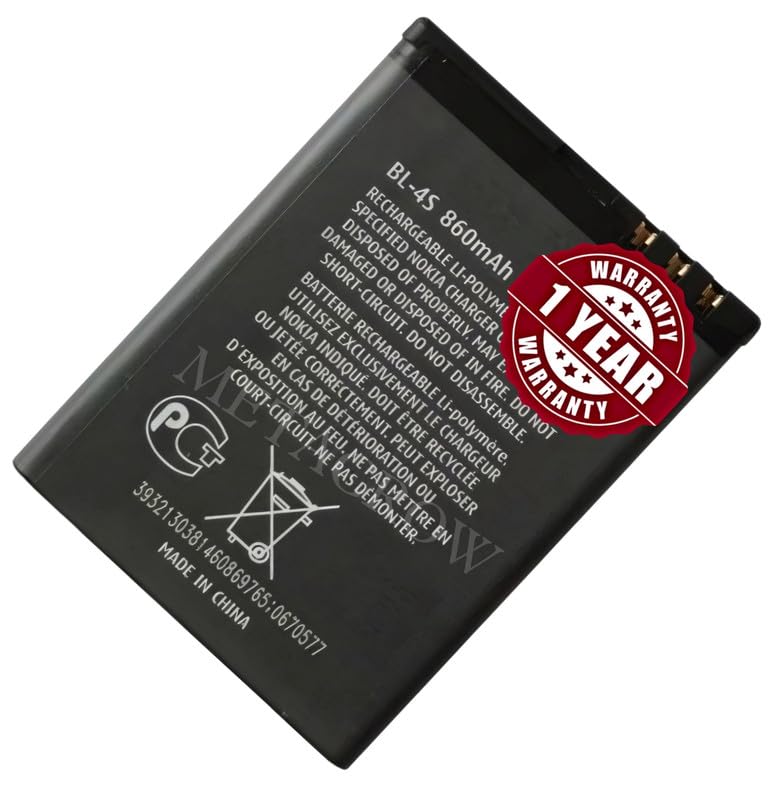 Image of Original BL-4S Battery Compatible with Nokia 2680 Slide | 3600 Slide | 3710 Fold | 6208C | 7020 | 7100 Supernova | 7610 Supernova | X3-02 - (860mAh) - 1 Year Warranty CD6
