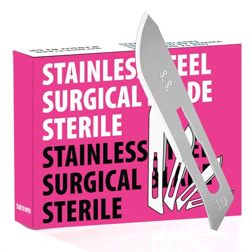 LA MIERE 100P, Surgical Blades #10, Scalpel Blades, Stainless Steel Sterile Surgical Blades, Individually Wrapped, Size #10