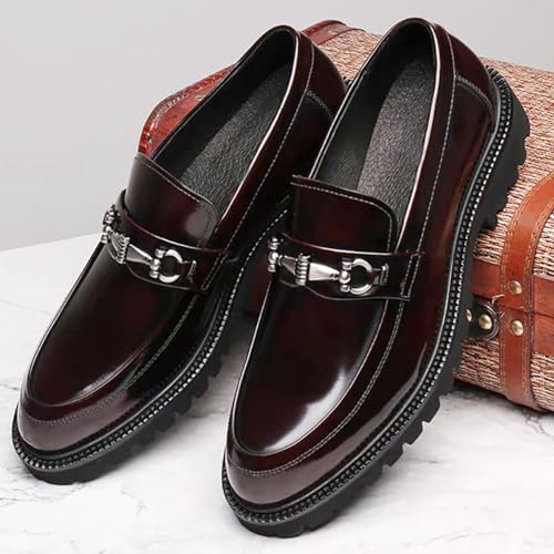 Men's Flat Loafers,Platform Loafers,Burgundy Loafers2