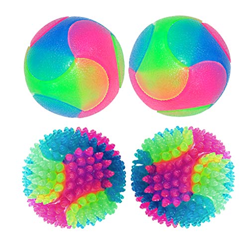 FineInno 4 pcs Leuchtball,Stachelball Hund,Leuchtender Hundeball,Ball für Hunde,Dog Ball 