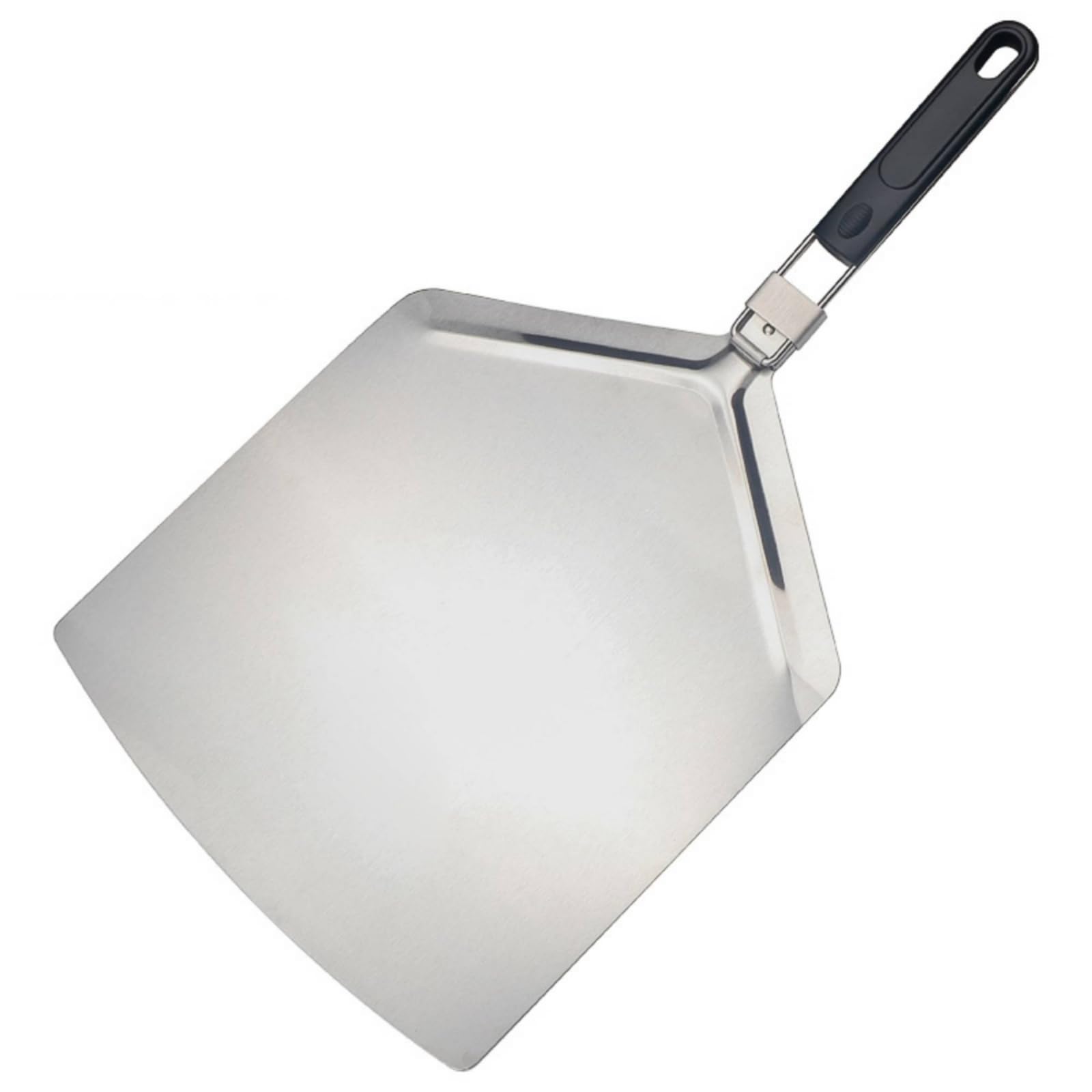 Paletta Pizza Alluminio Paletta Pala Spatola Forno con Manico Lungo Nero Pieghevole E Piattaforma Quadrata per Caricare, Pala Per Pizza Quadrata Grande Con Manico In Gomma E Superficie 430