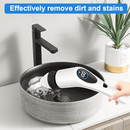 Image of Supvox Electric Spin Scrubber 4Pcs Replacement Scrub Brush Heads | Electric Cleaning Brush Attachments | Flat Round /Dome /Cone Electric Spin Scrubber Attachments Universal Rotary Scrub Head