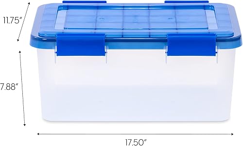 Miniatura 7 de IRIS USA - Paquete de 5 contenedores herméticos de plástico de 19 cuartos de galón con tapa, sello y hebillas de cierre seguro