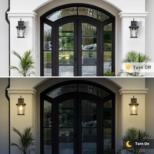 Image of JYZ 14 inch Outdoor Wall Light, Modern Outside Lighting Fixtures, Exterior Wall Sconces for Patio Front Door, Porch, Garage, Anti-Rust Black