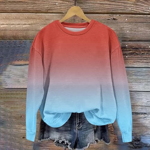 DDAPJ pyju Girls Boys Crewneck Sweatshirts Gradient Color Long Sleeve Pullover Trendy Casual Tunic Tops Kids Fall Clothes4