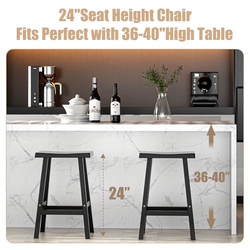 PatioZen Set de 2 Butacos Modernos de Resina Negro, Resistente al Agua y Rayos UV, para Interior y Exterior, 24 pulgadas miniatura 4