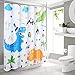 Produktbild WERNNSAI Dinosaurier Duschvorhang - 180 x 180 cm Bad Vorhang für Kinder Schimmelresistent Antibakteriell Polyester Fabrik Zuhause Dekorative Vorhänge mit verstellbaren Haken